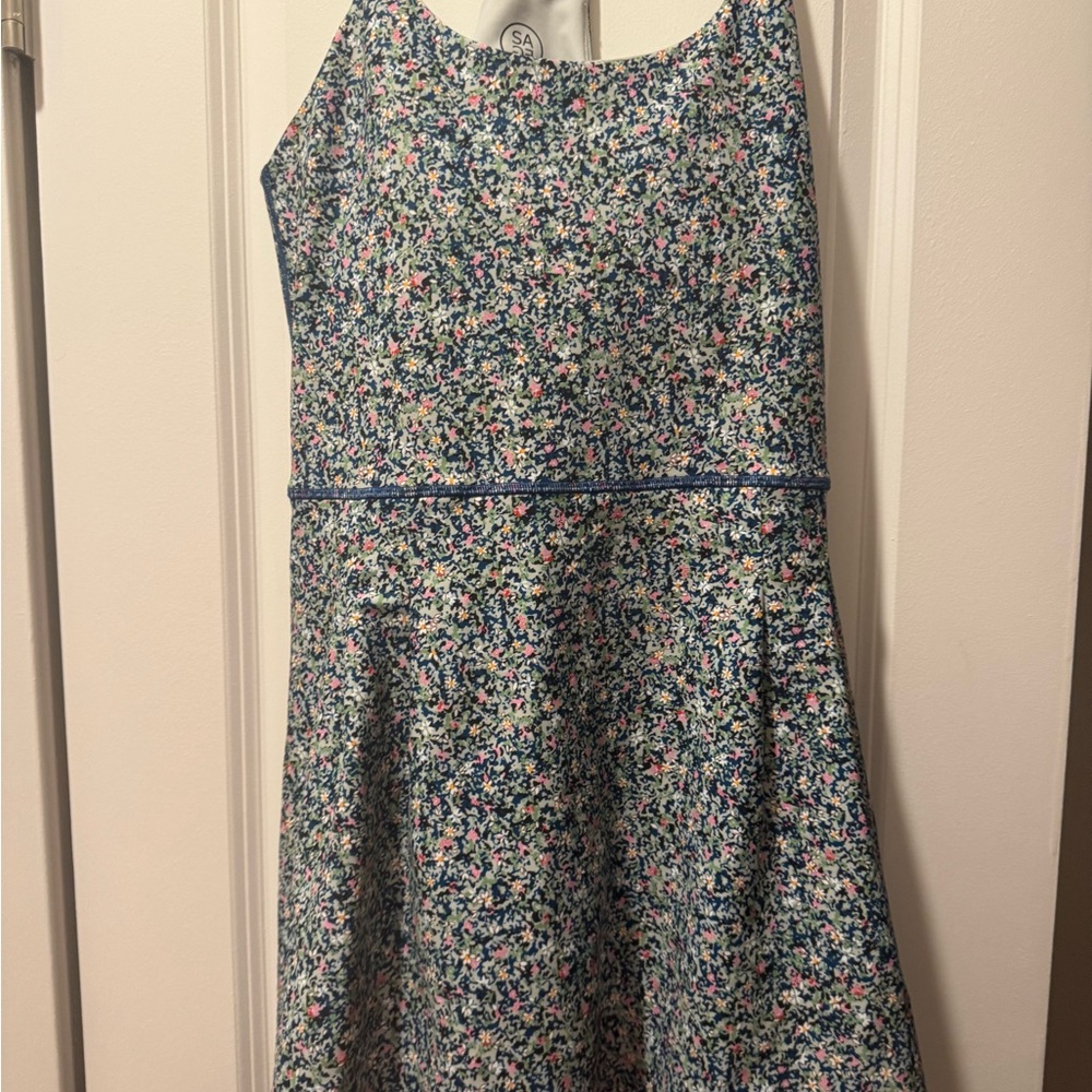 Floral Activewear Dress in Blue and Pink Floral Print